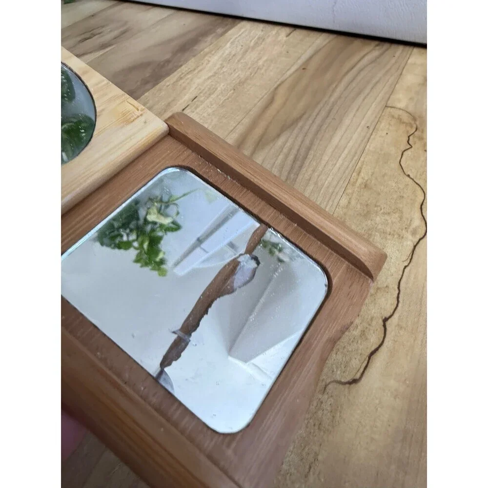 Bamboo Decorative Mirror Set with Asian-Inspired Artwork